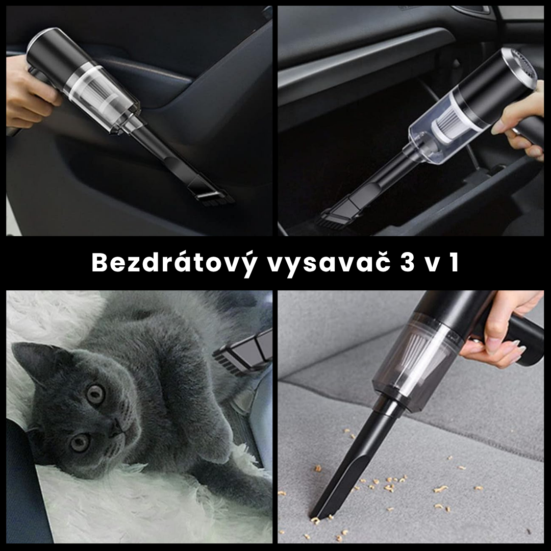 Přenosný vysavač do auta 3 v 1